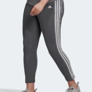 Adidas Leggings Women's Large Gray Three White Stripes Climalite Ankle length.